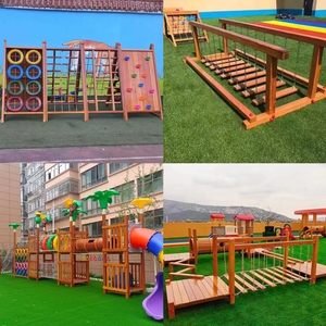 幼儿园攀爬架户外玩具儿童感统训练器材大型木质滑梯组合攀岩墙