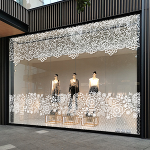 橱窗蕾丝花边甜品咖啡店布置贴纸网红餐厅女装店装饰玻璃贴膜自粘