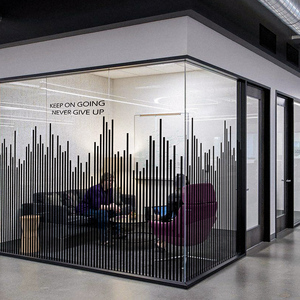 办公室创意简约静电玻璃透明贴膜简约黑白竖纹门装饰磨砂贴纸定制