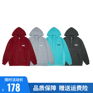 韩国潮牌cec拉链外套女chancechance休闲印花卫衣开衫情侣上衣男