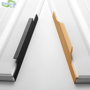 定制现代隐形拉手金色黑色隐藏橱柜大衣柜门把手加长侧装f型拉手