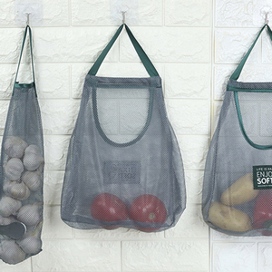 壁挂式果蔬收纳袋厨房放姜蒜洋葱镂空透气储物袋多功能手提晾晒篮
