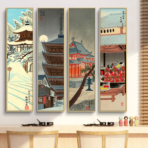 日本京都浮世绘风景画禅意日式挂画居酒屋装饰画酒店玄关挂画