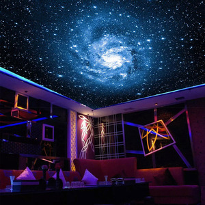 蓝色星空梦幻太空壁画宇宙墙壁纸夜光银河酒吧卧室吊顶天花板墙纸