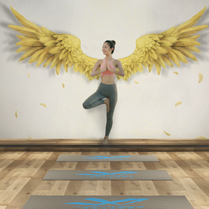 3d立体梦幻天使翅膀手绘墙纸拍照背景墙网红健身房舞蹈室瑜伽壁纸