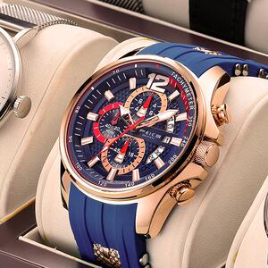 时间廊坊飞克2022新品多功能大表盘男士手表-fk037液态硅胶表带