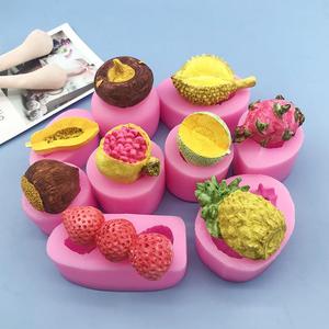 DIY水果系列木瓜哈密瓜石榴火龙果菠萝榴莲马蹄板栗捏捏硅胶模具