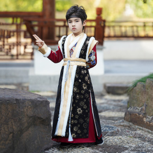 冬季男童加厚古装汉服中国风小男孩唐装拜年服过年古风新年装冬款