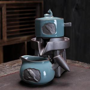 哥窑茶具套装家用简约懒人石磨茶漏自动茶叶过滤网泡茶神器功夫茶