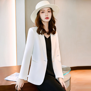 白色西装外套女秋装高级感纯色工装女套装休闲流行小西服薄外套