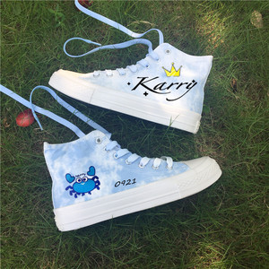 王俊凯同款帆布鞋渐变色生日应援鞋港风学生百搭鞋子高帮karry女