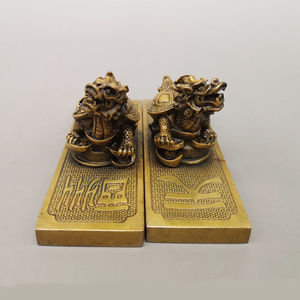 仿古黄铜文房用品书法镇纸立体狮子金狮镇纸镇尺铜器工艺品摆件