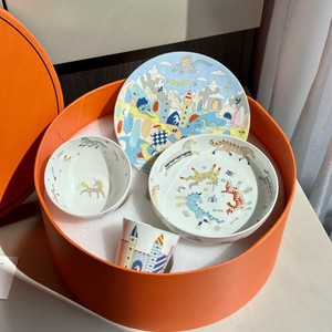 新款骨瓷童趣城堡独角兽儿童餐具套装轻奢创意马克杯盘碗水杯送礼