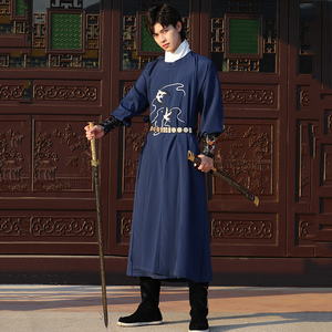宋制圆袍领汉服男仙气古风古装中国风男装锦衣卫飞鱼服表演服装