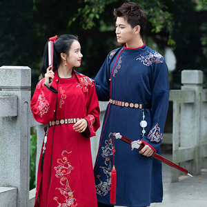 飞鱼服古装男锦衣卫汉服男唐朝古风男士仙气圆领袍中国风情侣套装