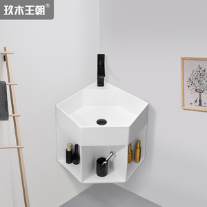 玖木王朝北欧卫生间浴室柜三角柜转角柜墙角柜洗漱盆柜洗手盆柜