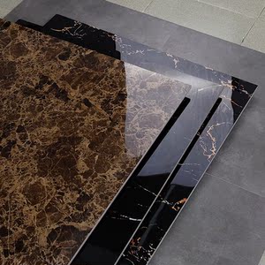 门槛石银白龙客厅防滑瓷砖800全瓷地砖800x800黑金花走边石深咖网