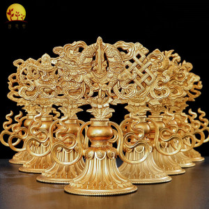 八吉祥摆件密宗纯铜摆件圣梵界 西藏佛教 吉祥八宝摆件 供佛用品