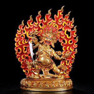 忿怒莲师佛像尼泊尔密宗纯铜手工艺8寸居家供奉摆件愤怒莲师佛像
