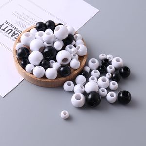 DIY手工串珠编织材料8mm-20mm黑色/白色大孔珠子亚克力塑料珠散珠