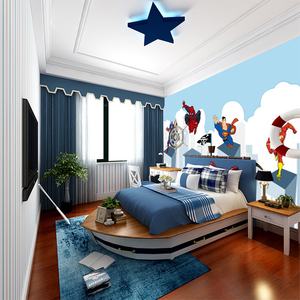 儿童房壁纸男孩卡通动漫