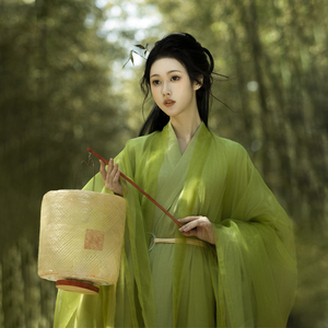 00美惠莎旗舰店天猫原创绿色汉服女夏季魏晋风直裾薄款古装超仙气