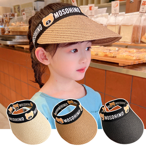 夏天儿童大帽檐遮阳帽女童男童空顶不伤发防晒帽宝宝防紫外线帽子