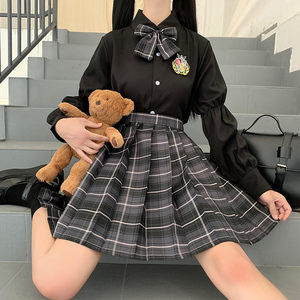 暗黑系dk制服女装学院风jk套装全套秋冬装正版格裙xs日系长袖衬衫