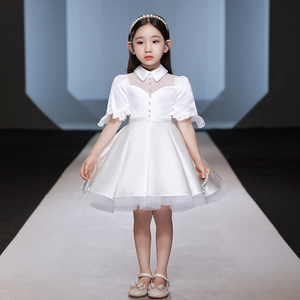 花童婚礼小女孩礼服模特走秀洋气十岁女孩生日宴公主连衣裙蓬蓬纱