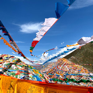 西藏神山神湖代挂经幡 平安祈福许愿经旗 回向众生风马旗100面