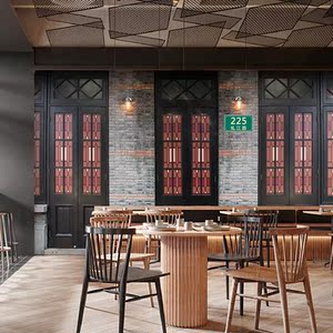 复古怀旧老上海街景壁纸民国风3d木门餐厅饭店烧烤火锅店直播墙纸