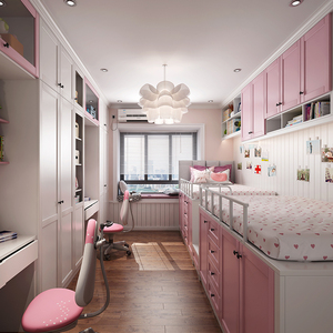 【订金】玛格儿童房整体上下床榻榻米衣柜简欧双人高低上下铺组合