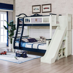 松堡王国高低床实木上下双层滑滑梯高低床1.2米高品质家用