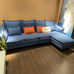 权荣旗舰店天猫布艺曲奇饼干客厅沙发 田字格面包多人奶油风家庭