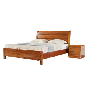 联乐 家用卧室胡桃木床架现代简约1.8米双人床北欧风主卧实木床