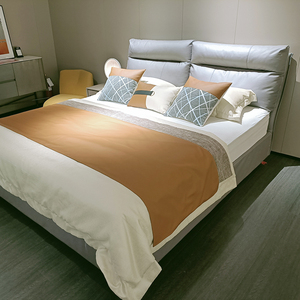 千派现代简约布艺床超纤布双人床1.8米1.5米床架 床垫套餐 梦享家