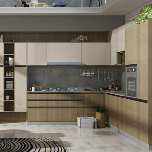 我乐橱柜雕刻时光系列现代简约整体厨房柜收纳定制家用开放式台面