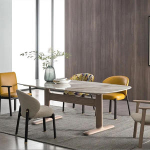 莫霞餐桌缦夏岩板实木餐桌北欧简约长方形家用桌子轻奢门店同款