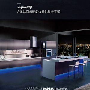 科勒厨房整体定制橱柜极简轻奢风格金属系列皓月定金