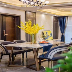 玛迪利餐桌天然大理石水晶木纹餐桌一桌四椅五件套轻奢极简简约