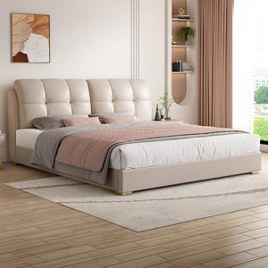 拉芙菲 真皮床现代简约主卧软包1.8米轻奢双人床轻奢真皮床6127