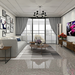 【云岩】诺贝尔瓷砖圣保罗深灰地板砖全抛釉地砖简约全瓷拉槽别墅