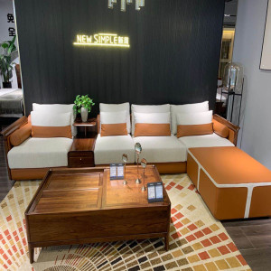 恒久家居现代简约风 客厅三人位实木沙发xk6125 小户型懒人沙发