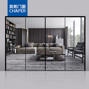 厨房推拉门窄边三联动移门其邦门窗玻璃阳台轻奢极简现代简约定制