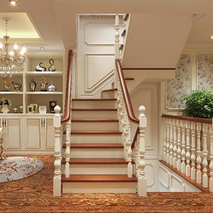 贵夫人实木楼梯定制复式别墅楼梯扶手玻璃围栏阁楼定制工厂直供