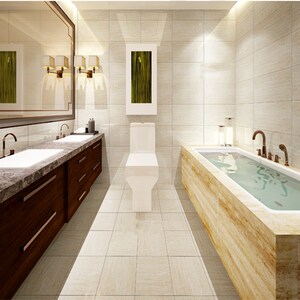 新中源瓷砖现代轻奢时尚斑点米黄通体瓷板阳台卫生间墙地砖