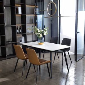 东金 简约意式岩哑光岩板黑白两色简奢主义大小户型家庭餐桌