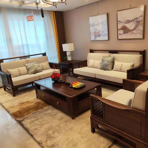 乌市红星美凯龙商场同款赖氏家居实木沙发1 2 3定制新中式家具