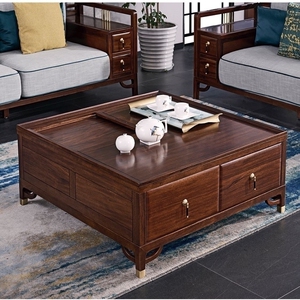 名木尚品-新中式茶几 客厅全实木茶几 正方形茶几1.2米方茶几