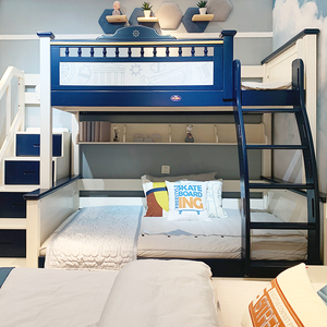 abc实木儿童床现代简约风格色彩环保儿童全屋多尺寸高低床家具